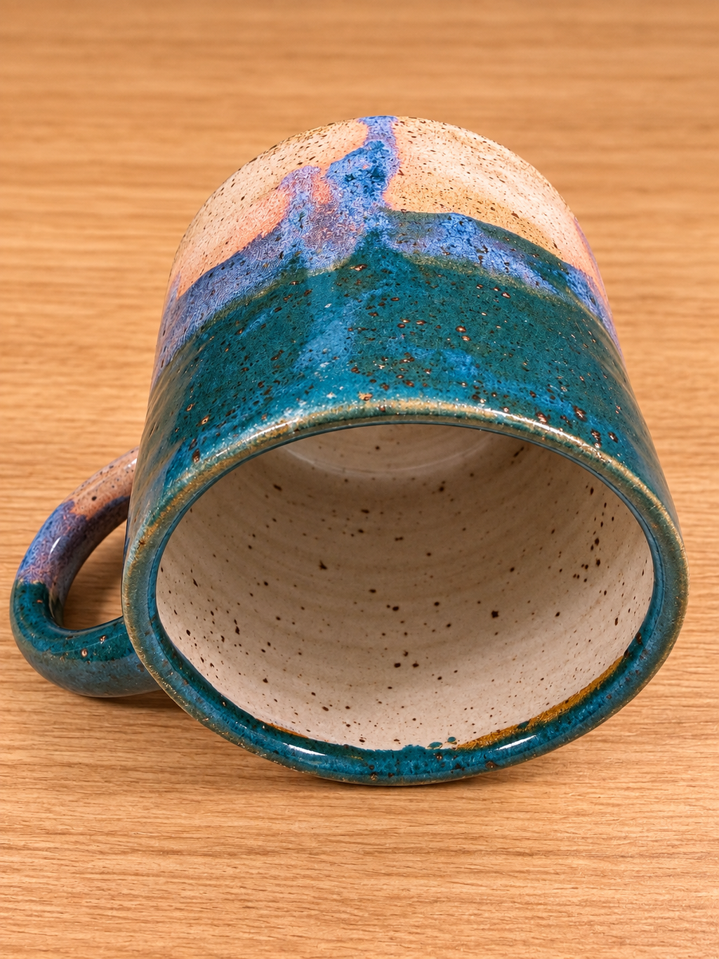 Teal & Lavender Drip Reactive Glaze Stoneware Mug