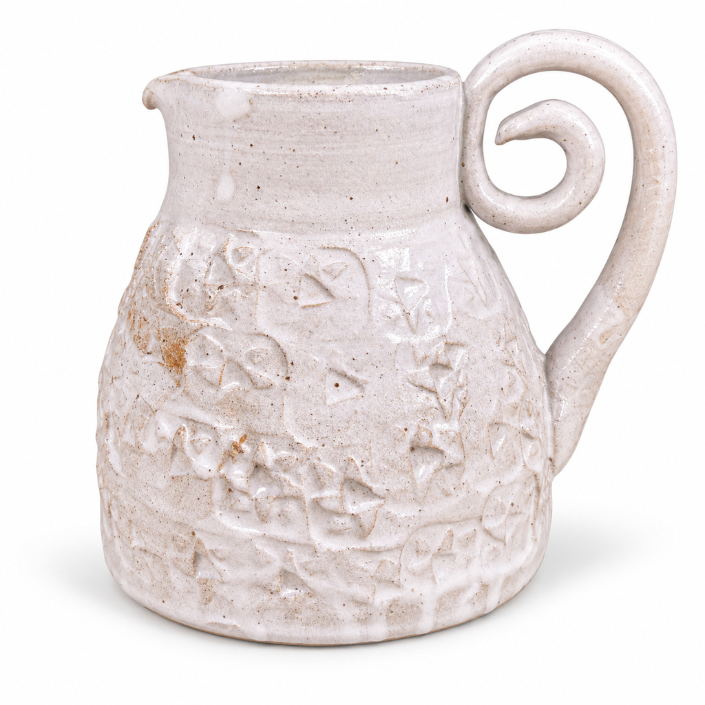White Speckled Jug – Textured Handle
