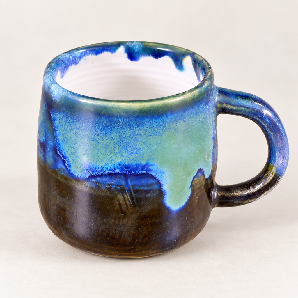 Coastal Blue-Green Reactive Glaze Stoneware Mug