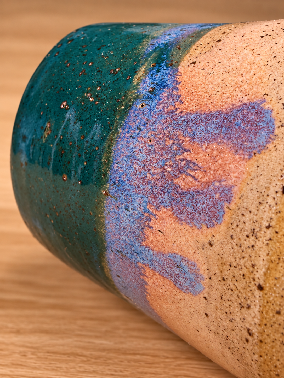 Teal & Lavender Drip Reactive Glaze Stoneware Mug