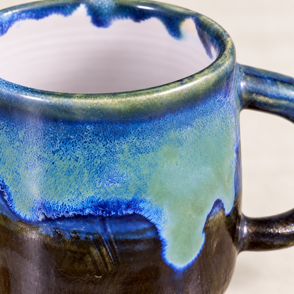 Coastal Blue-Green Reactive Glaze Stoneware Mug