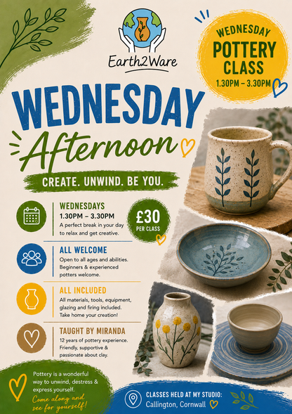 Pottery Class - Wednesday Afternoon 1.30-3.30pm