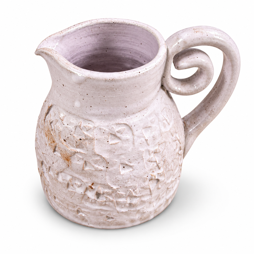 White Speckled Jug – Textured Handle