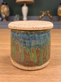 Blue-Green Reactive Glaze Stoneware Lidded Jar Set