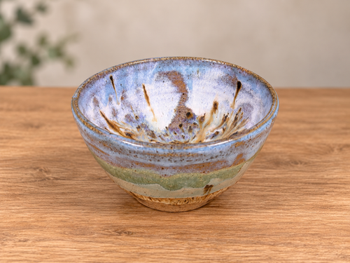 Blue, Sage & Bronze Reactive Glaze Stoneware Bowl handmade by Earth2Ware