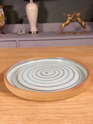 Celadon Spiral Serving Platter 24cm handmade by Earth2Ware