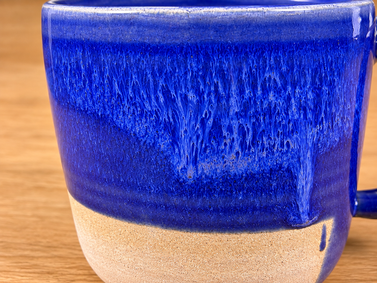 Cobalt Blue Drip Stoneware Mug handmade by Earth2Ware
