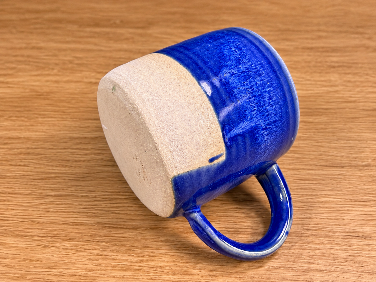 Cobalt Cascade Reactive Glaze Stoneware Mug handmade by Earth2Ware