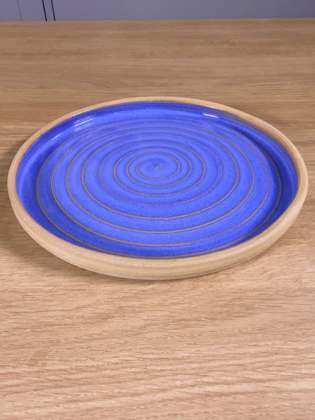 Cobalt Spiral Serving Platter 24cm handmade by Earth2Ware