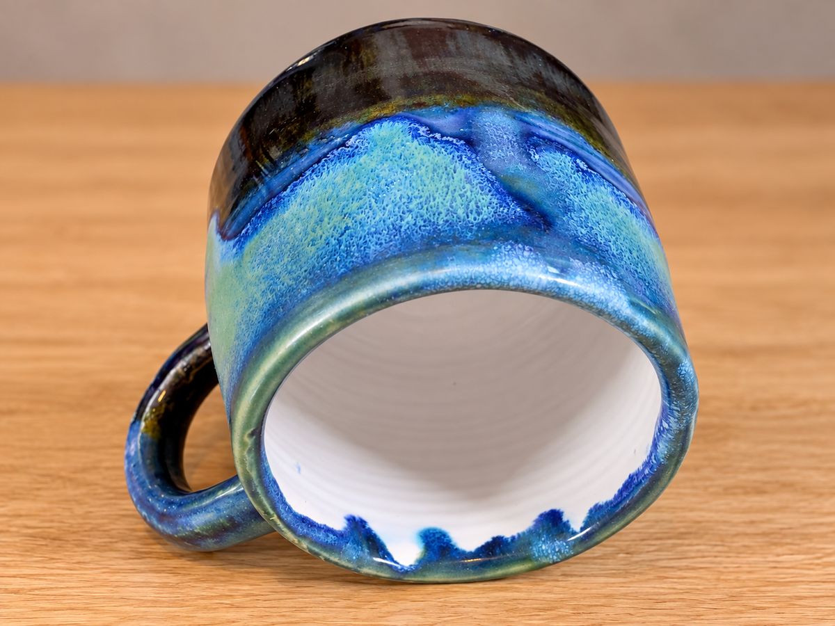 Moss & Ocean Reactive Glaze Stoneware Mug handmade by Earth2Ware