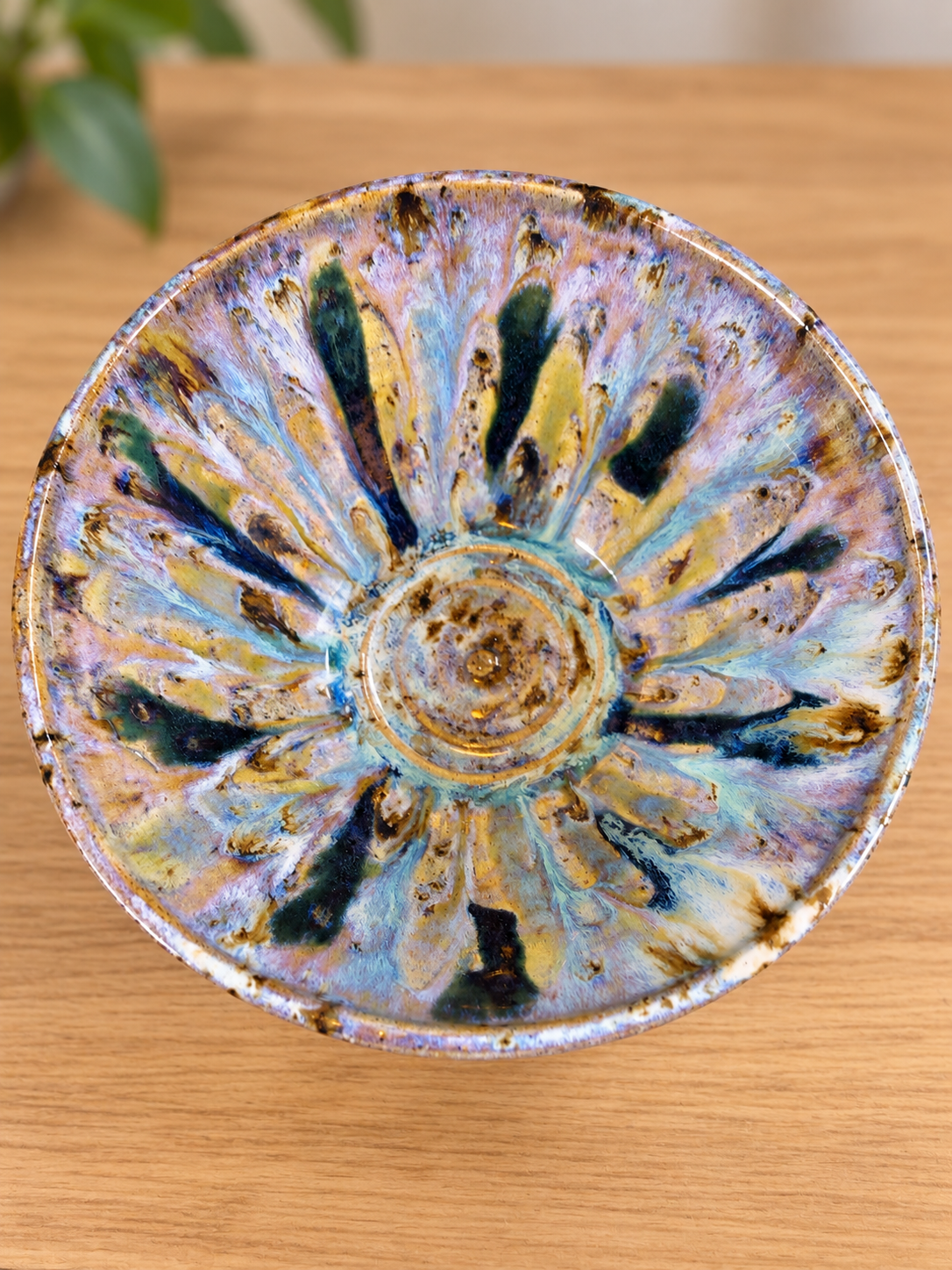 Ocean Landscape Reactive Glaze Stoneware Bowl handmade by Earth2Ware