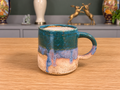 Teal & Lavender Drip Reactive Glaze Stoneware Mug handmade by Earth2Ware