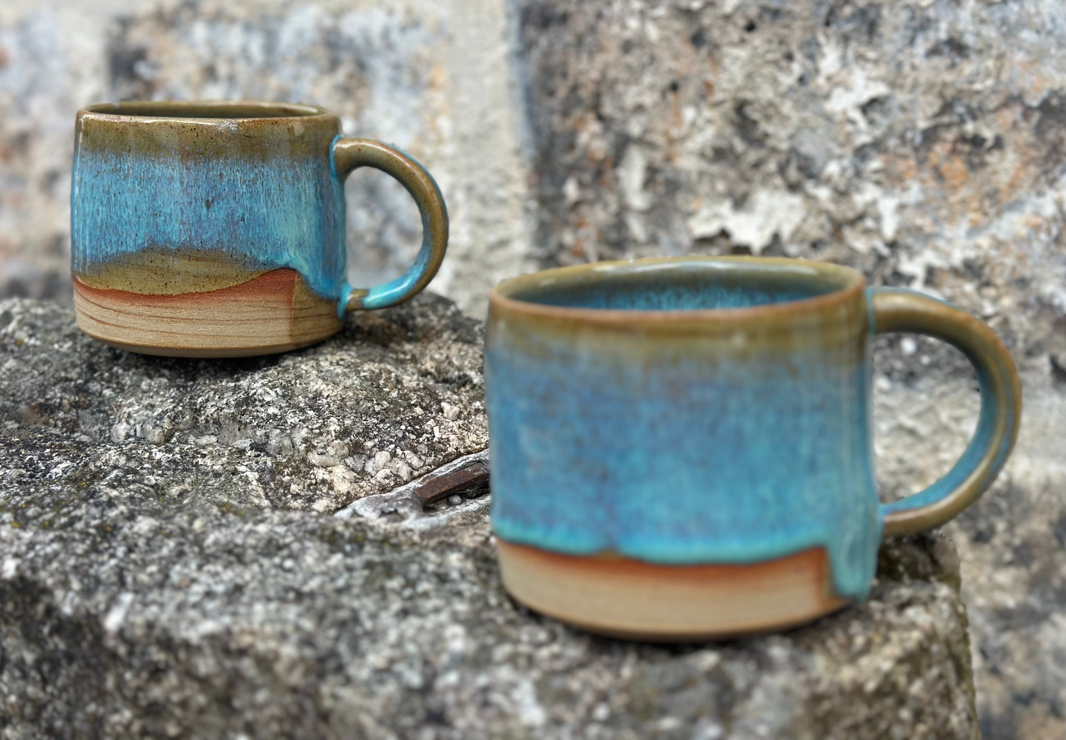 Picture of mugs in my copper rain glaze